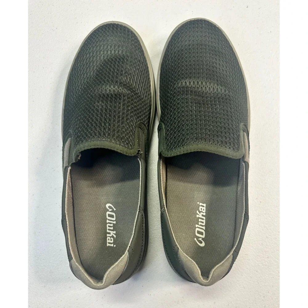 OluKai Lae'ahi Men's Slip On Mesh Sneakers Dark Olive Green 10443-NQNQ Size 9.5